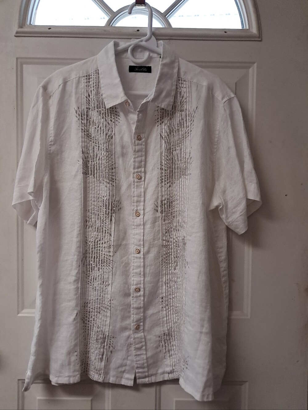 Tasso Elba 100% Linen Mens XXL (18-18 1/2) Casaul Button Down Shirt. White